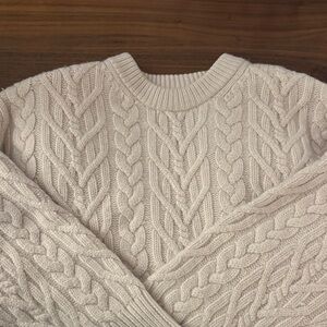 Aritzia Cream Cable Knit Wool Sweater